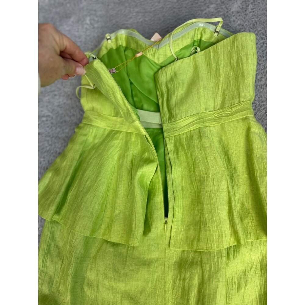 Tracy Reese Jasmine Green Peplum Bustier Dress NWT Size 6 Linen Blend Womens - Picture 4 of 16